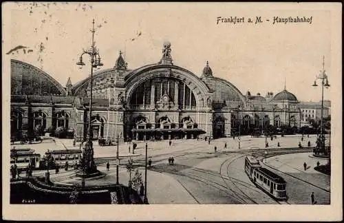 Frankfurt am Main Hauptbahnhof Straßenbahn 1922  Vorinfla Mischfrankatur