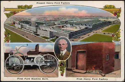 Postcard Detroit Ford Motor Plant Autofabrik 4 Bild 1923  USA