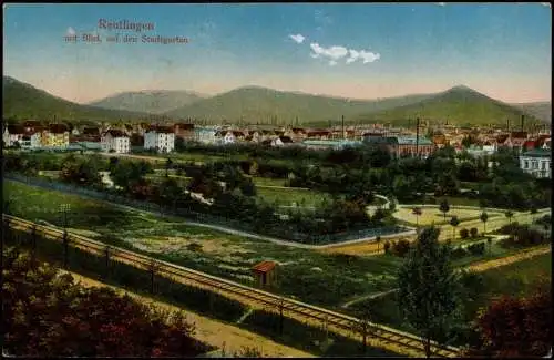 Ansichtskarte Reutlingen mit Blick auf den Stadtgarten 1921