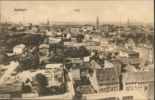 Ansichtskarte Staßfurt Stassfurt Stadt und Straßebblick 1922