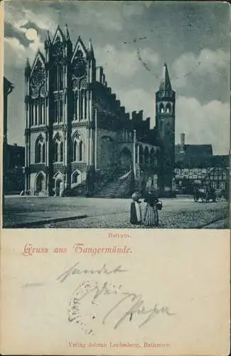 Ansichtskarte Tangermünde Rathaus - Mondscheinlitho 1899