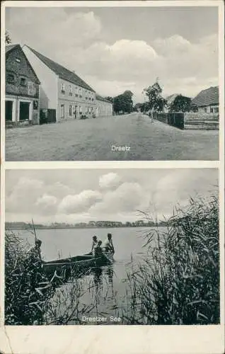 Ansichtskarte Dreetz-Neustadt (Dosse) Straße - See 2 Bild 1938  b. Neuruppin