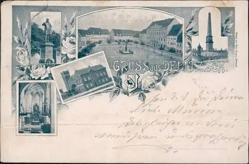 Ansichtskarte Delitzsch MB: Markt Kirche uvm 1899