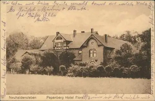 Ansichtskarte Neuhaldensleben Papenberg Hotel Flora 1930