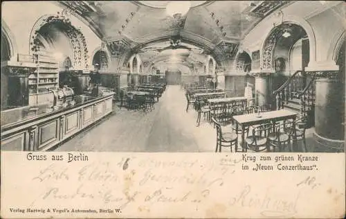 Ansichtskarte Berlin Krug zum grünen Kranze im Neuen Conzerthaus 1904