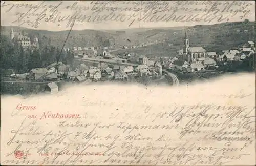 Ansichtskarte Neuhausen (Erzgebirge) Stadtpartie 1898