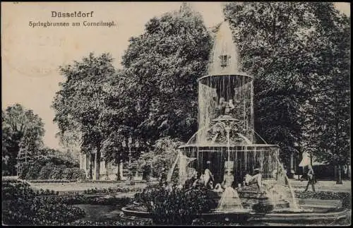 Ansichtskarte Düsseldorf Springbrunnen am Corneliusplatz 1921