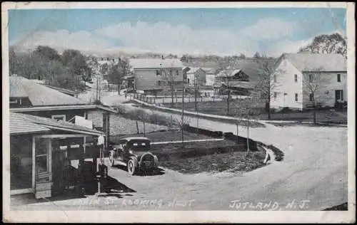 Postcard Jutland New Jersey Mainstreet Tankstelle Gasstation 1923  USA