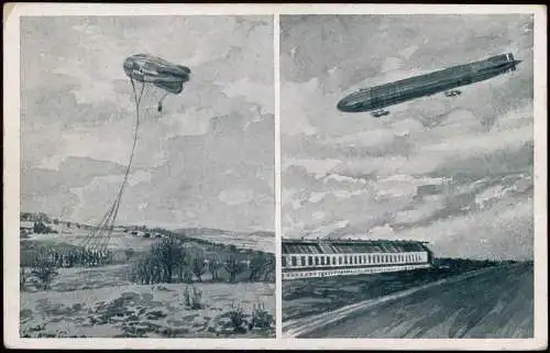 Ansichtskarte Dresden 2 Bild Zeppelin Verkehrstruppen Gedächtnistag 1922