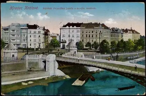 Königgrätz Hradec Králové Nábřeží Františka Josefa s novým mostem. 1913