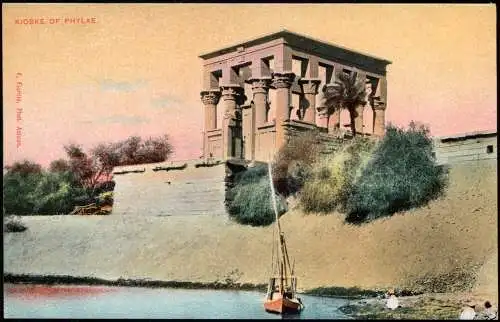 Postcard Ägypten (allgemein) Tempel von Philae Assuan Egypt 1912