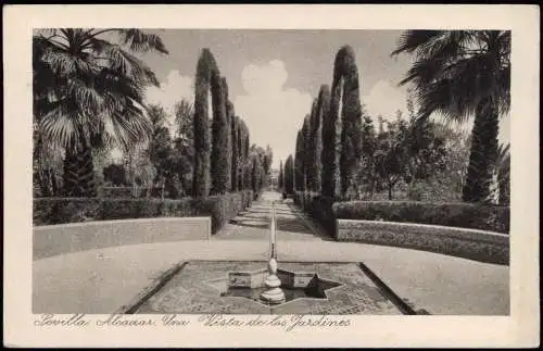 Postales Sevilla Una Vista de los Jardines 1928