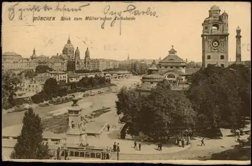 Ansichtskarte München Blick zum Müller'schen Volksbade 1911