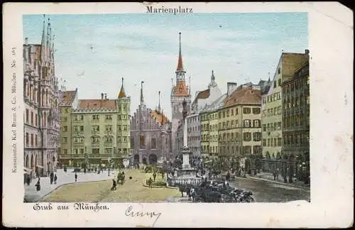 Ansichtskarte München Marienplatz 1901 Goldrand