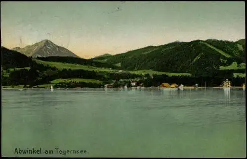 Ansichtskarte Abwinkel Abwinkl Tegernsee Blick auf die Stadt 1911