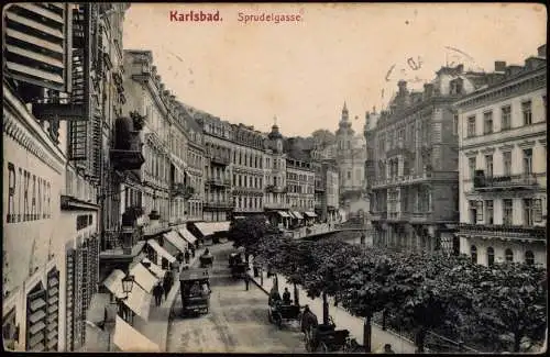 Postcard Karlsbad Karlovy Vary Sprudelgasse 1912