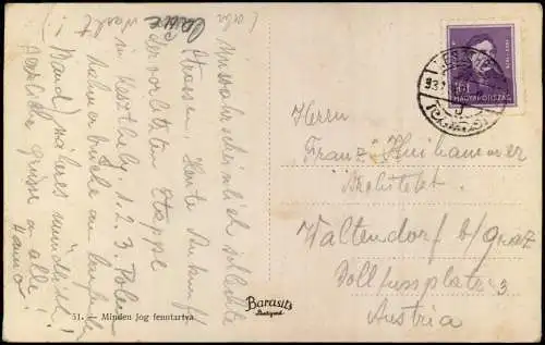 Postcard Kesthell Keszthely HERCEG FESTETICH MAUZOLEUM 1928