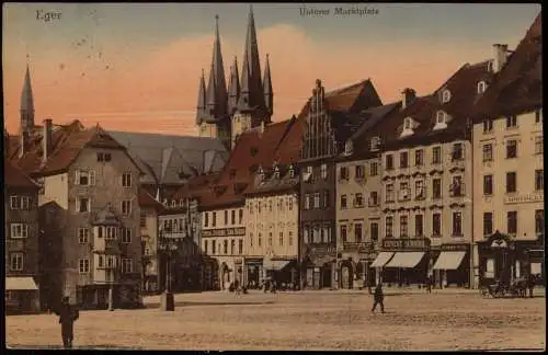 Postcard Eger Cheb Marktplatz, Geschäfte - colorierte AK 1926