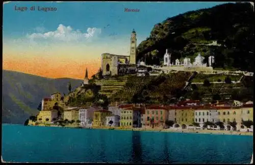 Ansichtskarte Morcote Stadt Lago di Lugano 1917