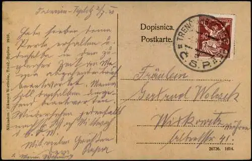 Trentschin-Teplitz Trenčianske Teplice Trencsénteplic Blick auf die Stadt 1921