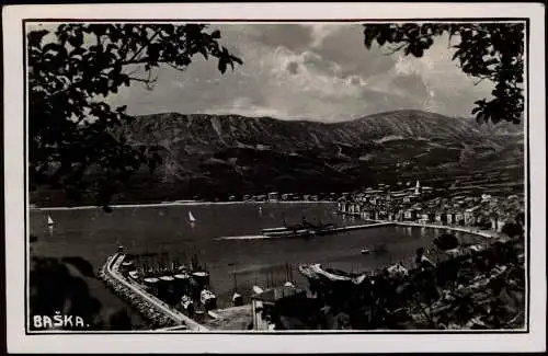 Postcard Weschke Baška (Kroatien) Bescanuova Stadt Hafen 1936  Kroatien Croatia