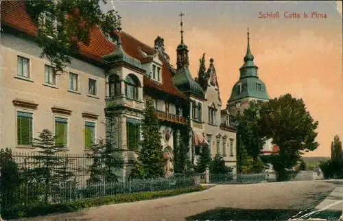 Ansichtskarte Cotta-Dohma Schloß Eingang 1939  b. Pirna