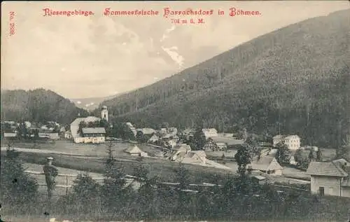 Postcard Harrachsdorf Harrachov Stadtpartie 1909  Riesengebirge Böhmen