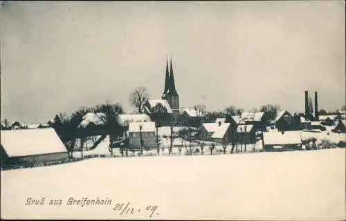 Ansichtskarte Greifenhain-Frohburg Stadt im Winter Schnee 1909