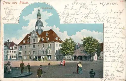 Ansichtskarte Borna Partie am Stadthaus 1906