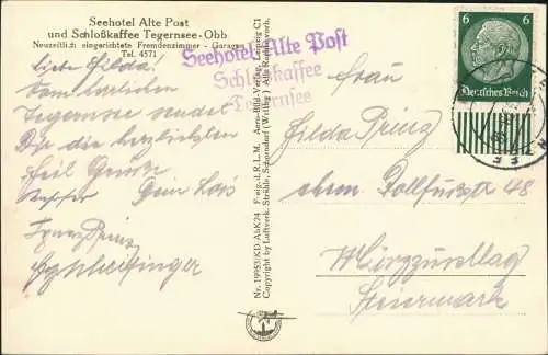 Tegernsee (Stadt) Luftbild Seehotel Alte Post und Schloßkaffee 1938