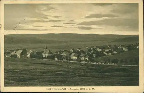 Postcard Gottesgab (böhmisches Erzgebirge) Boží Dar Stadt 1913  Böhmen Bohemia