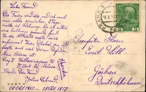 Postcard Prag Praha Wenzelsplatz Václavské náměstí Straßenbahn 1913