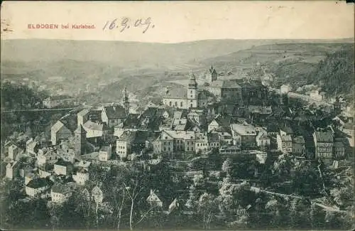 Postcard Elbogen (Eger) Loket Totale 1908  b. Karlsbad