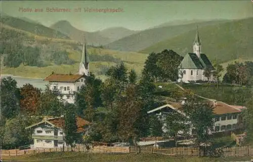 Ansichtskarte Schliersee Motiv aus Schliersee mit Weinbergkapelle. 1908