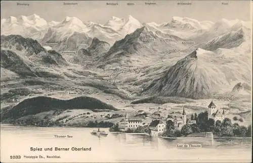 Ansichtskarte Spiez Stadt Alpen Künstlerkarte Landkarten AK 1909