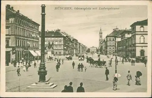 Ansichtskarte München Odeonsplatz mit Ludwigstrasse 1922  Vorinfla Frankatur