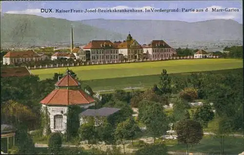 Postcard Dux Duchcov Krankenhaus Marr-Garten 1917