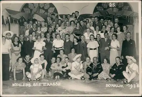 Foto Borkum Gruppenbild Köhlers Seeterrasse 1936 Privatfoto