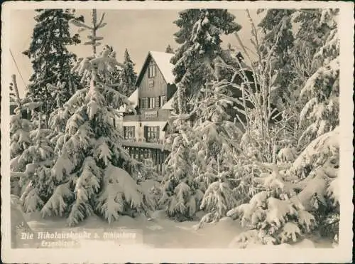 Niklasberg Mikulov v Krušných horách Nikolausbaude Winter 1941  Böhmen Bohemia