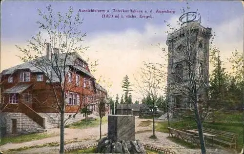 Auersberg (Erzgebirge) Aussichtsturm u Unterkunftshaus a. d. Auersberg 1914