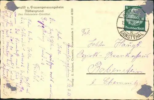 Hohenstein-Ernstthal Hüttengrund Bethlehemstift u. Frauengenesungsheim. 1938