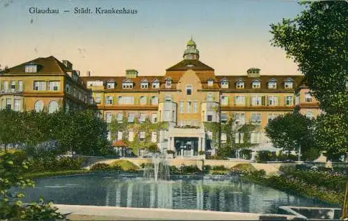 Ansichtskarte Glauchau Stadtkrankenhaus 1934