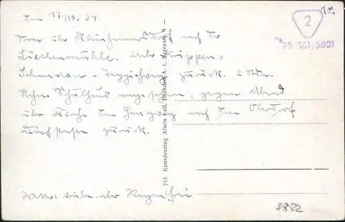 Kleinhennersdorf-Gohrisch (Sächs. Schweiz) Liethenmühle Jubiläumskarte   1934