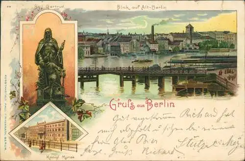 Ansichtskarte Litho AK Berlin Blick auf Alt-Berlin Kgl. Münze Denkmal 1901