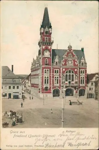 Friedland Isergebirge Frýdlant v Čechách Rathaus Straße 1905  Böhmen Bohemia