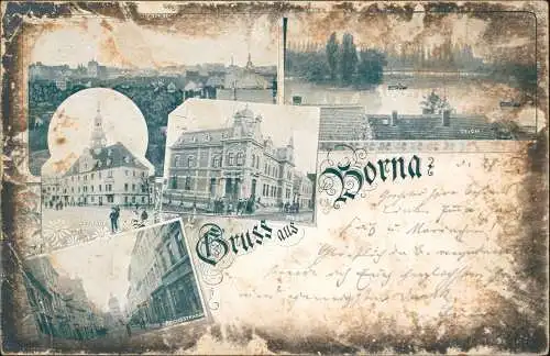 Ansichtskarte Borna Post Teich Rathaus Reichsstrasse 1898