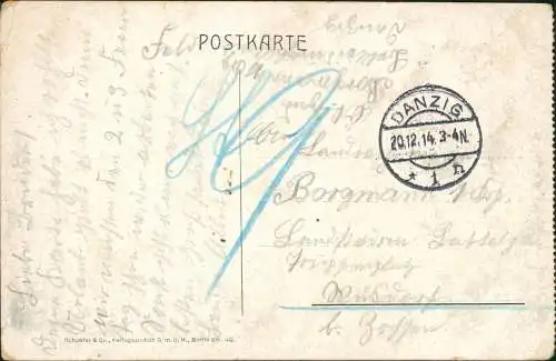 Postcard Danzig Gdańsk Rathaus und Marienkirche 1914  Pommern gel Feldpost