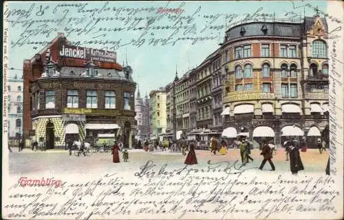 Ansichtskarte Hamburg Straßenszene Geschäfte 1904