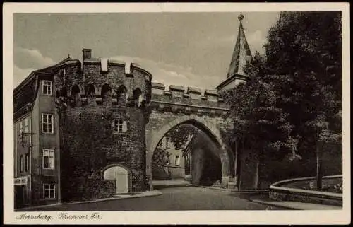 Ansichtskarte Merseburg Kummes Tor Straßenpartie 1938