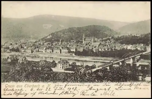 Ansichtskarte Eberbach Stadtblick - Brücke 1912